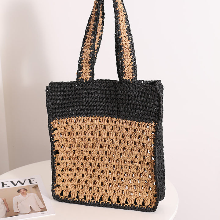 Hand-knotted tote bag in modern net design Stornfield