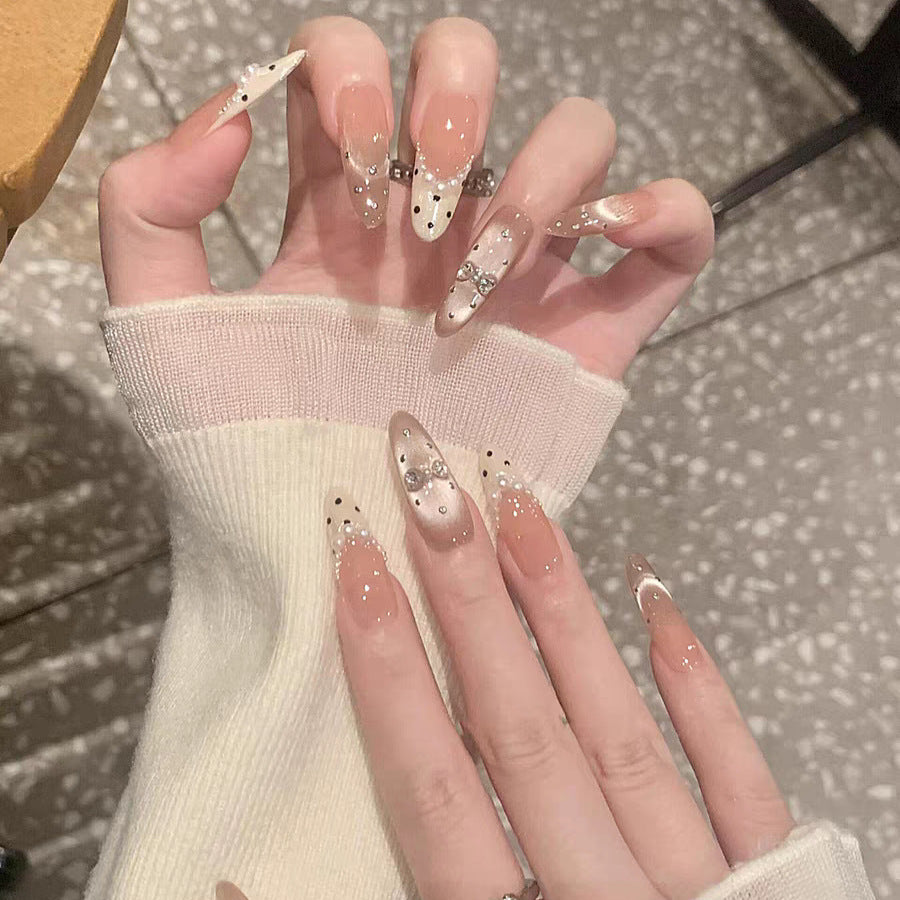 Crystal-Adorned Elegant Stiletto Nail Tips