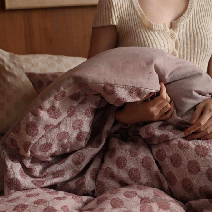 Luxury Jacquard Polka Dot Duvet Cover Set