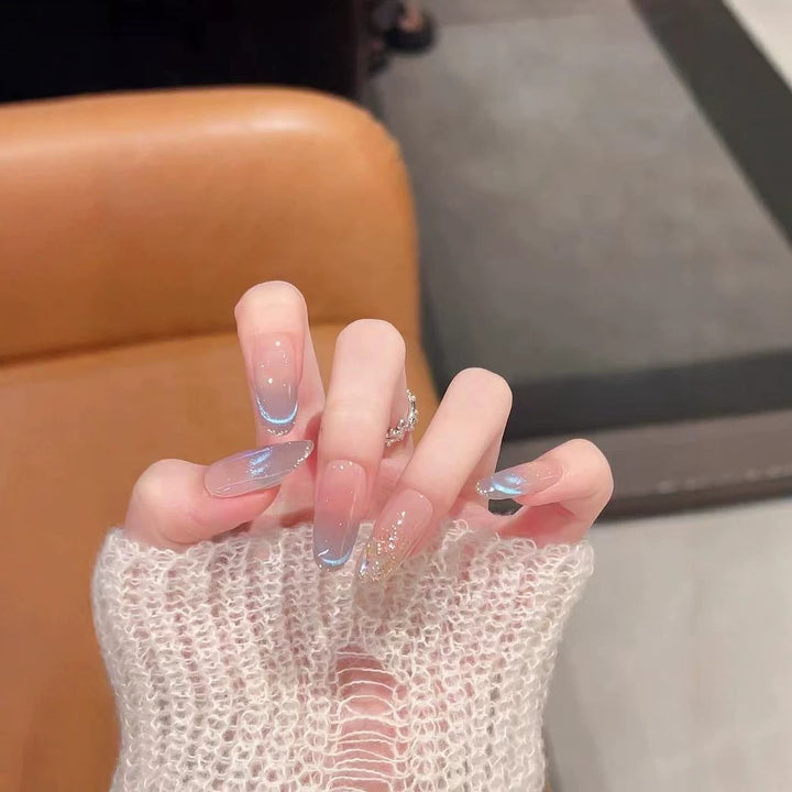 Elegant Ombre Nail Extensions with Crystal Accents