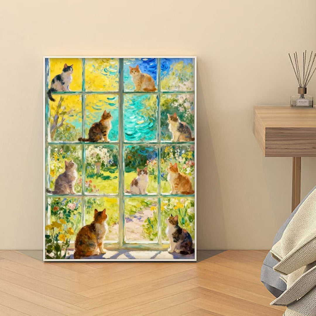 Floral Cat Illustration Canvas Art Stornfield
