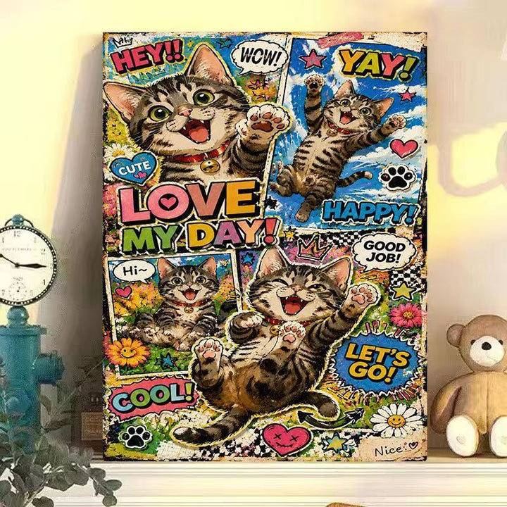 Playful Cat-Themed Wall Art Print Stornfield