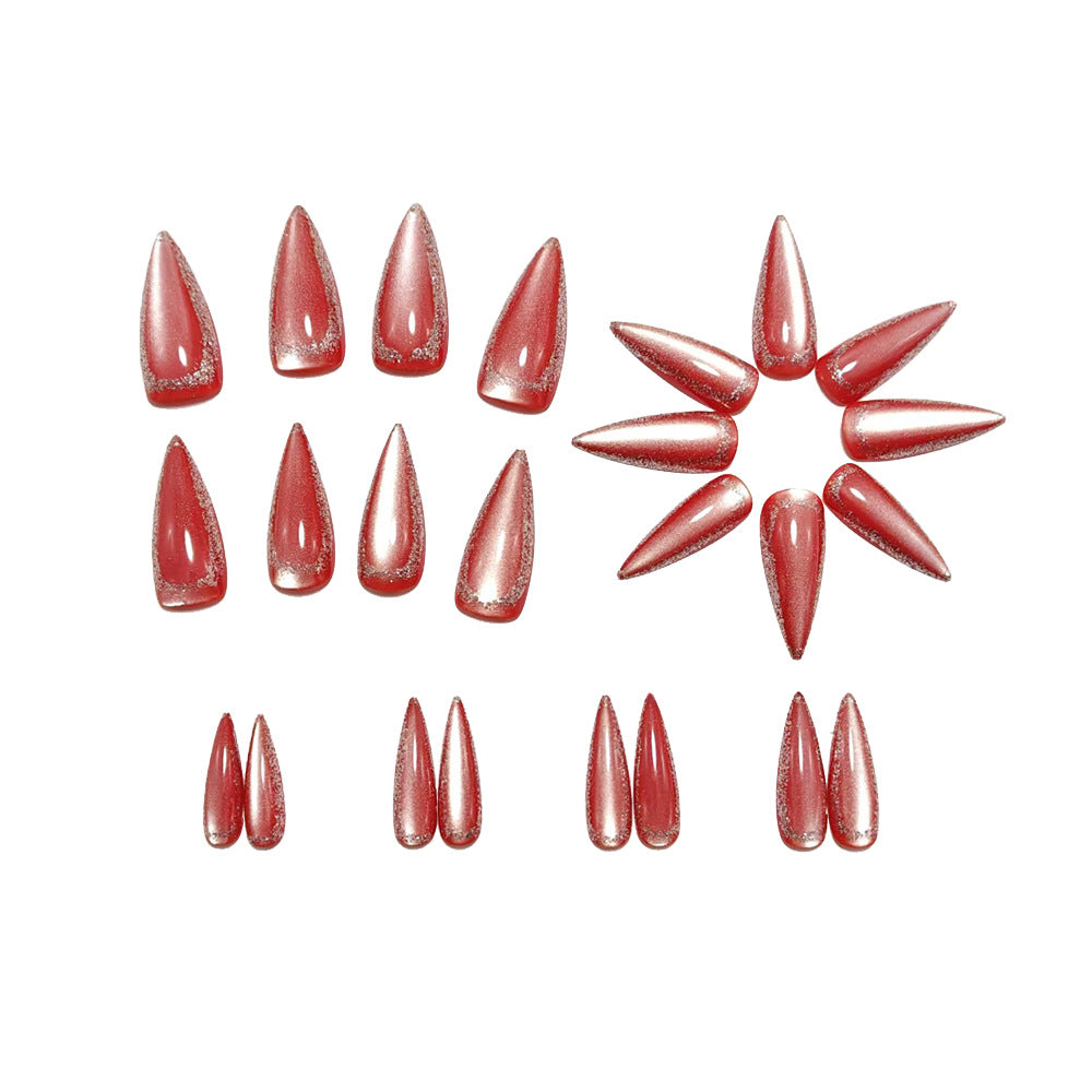 Glamorous Stiletto Artificial Nails with Metallic Edge Stornfield