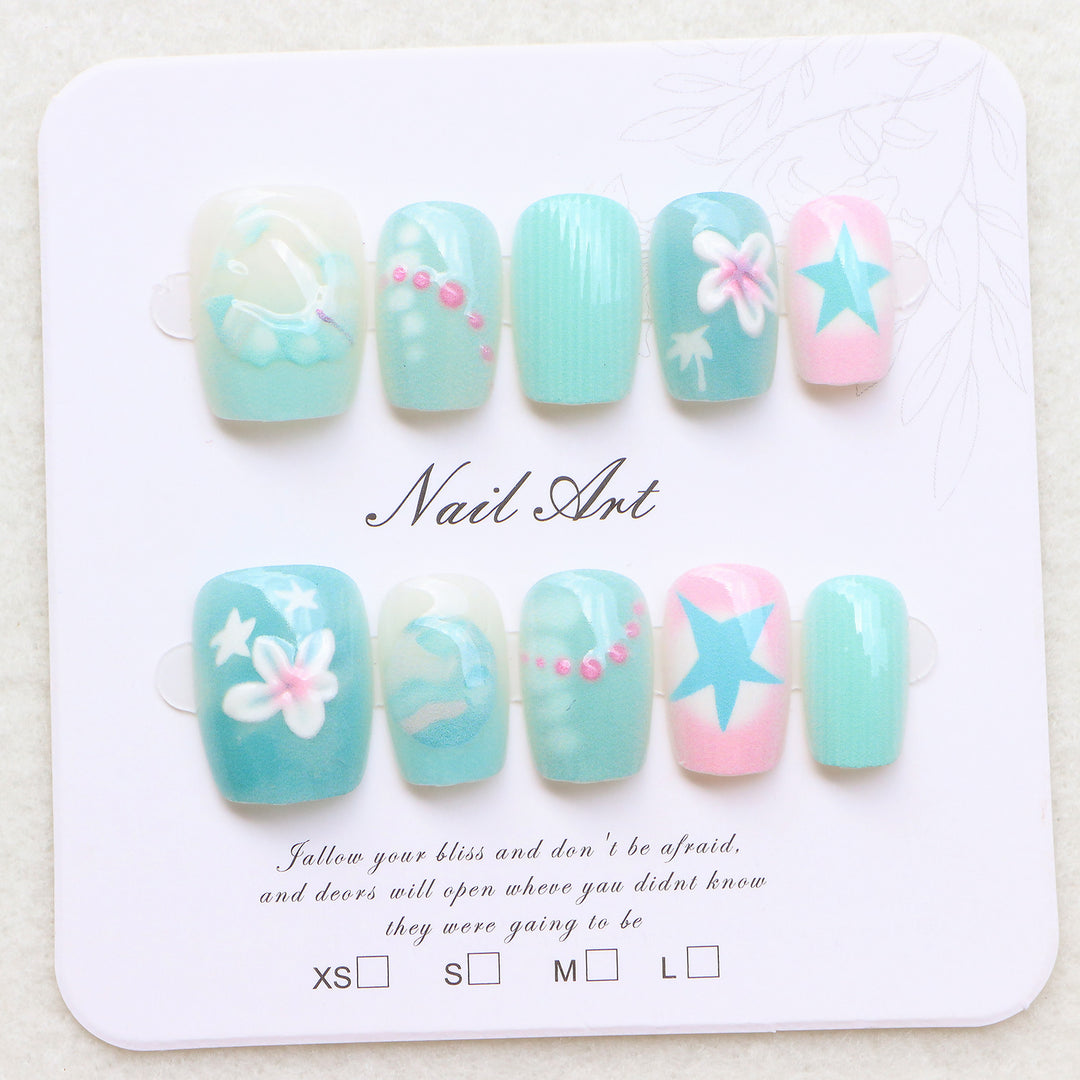 Mermaid-Inspired Decorative Press-On Nail Set Stornfield