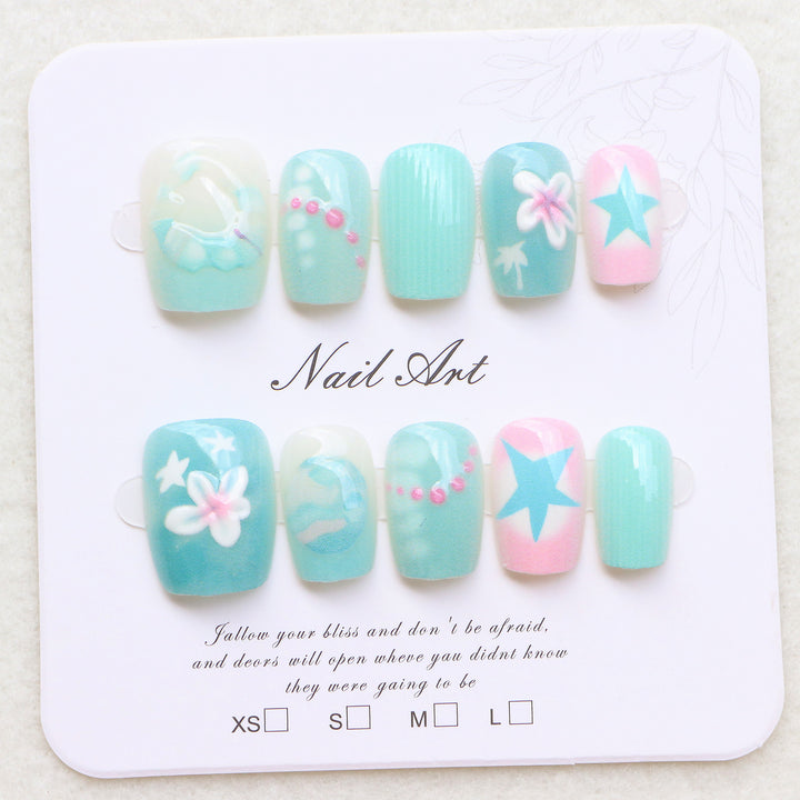 Mermaid-Inspired Decorative Press-On Nail Set Stornfield