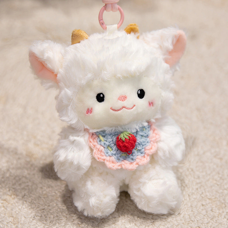 Plush Penguin Decorative Bag Charm with Crochet Bib and Spring-Loop Clip Stornfield