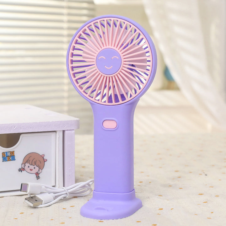 Ladies Portable Hand Fan with Smiling Face and USB Charging Function Stornfield