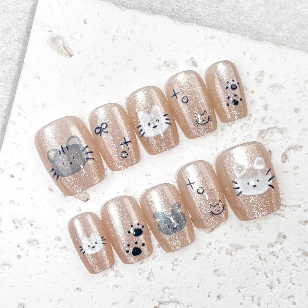 Whimsical Animal-Themed Press-On Nail Set