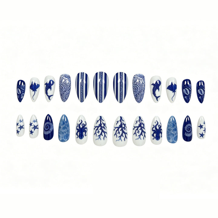 Artistic Ocean-Themed Nail Art Extensions Stornfield