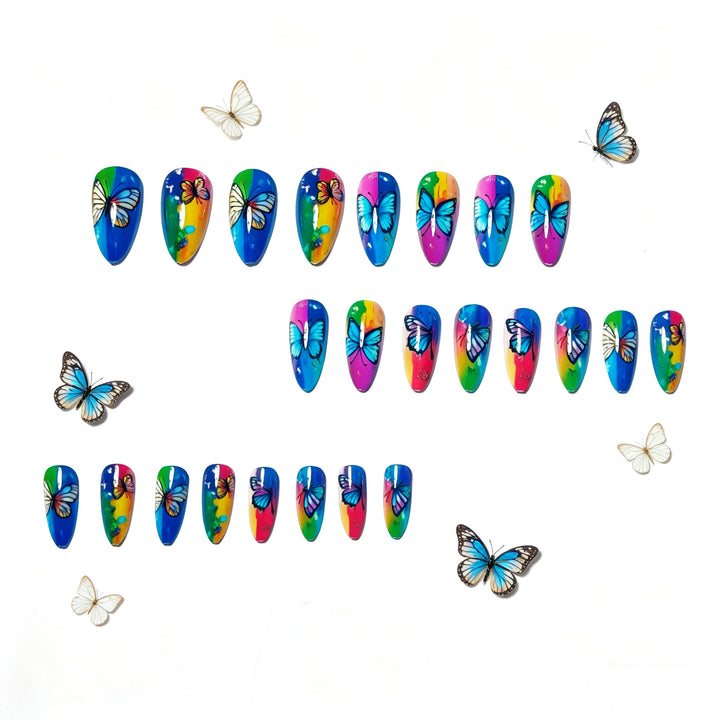 Artificial Nails in Colorful Butterfly Design Stornfield