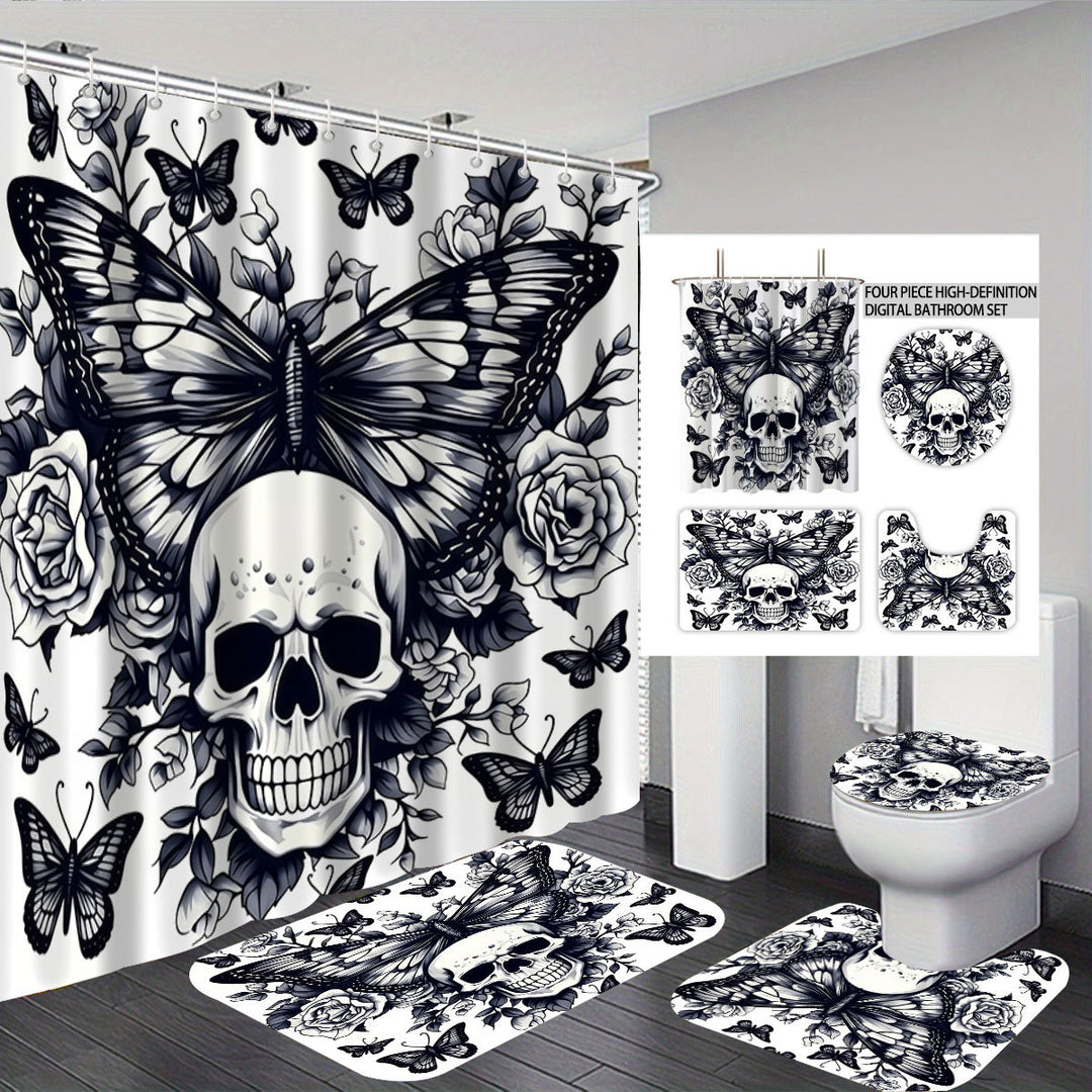 Artistic Skull and Floral Themed Bathroom Set Stornfield