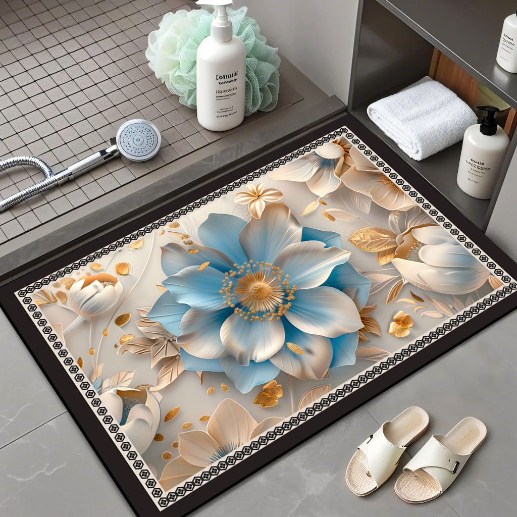 Floral Patterned Comfort Bath Mat Stornfield
