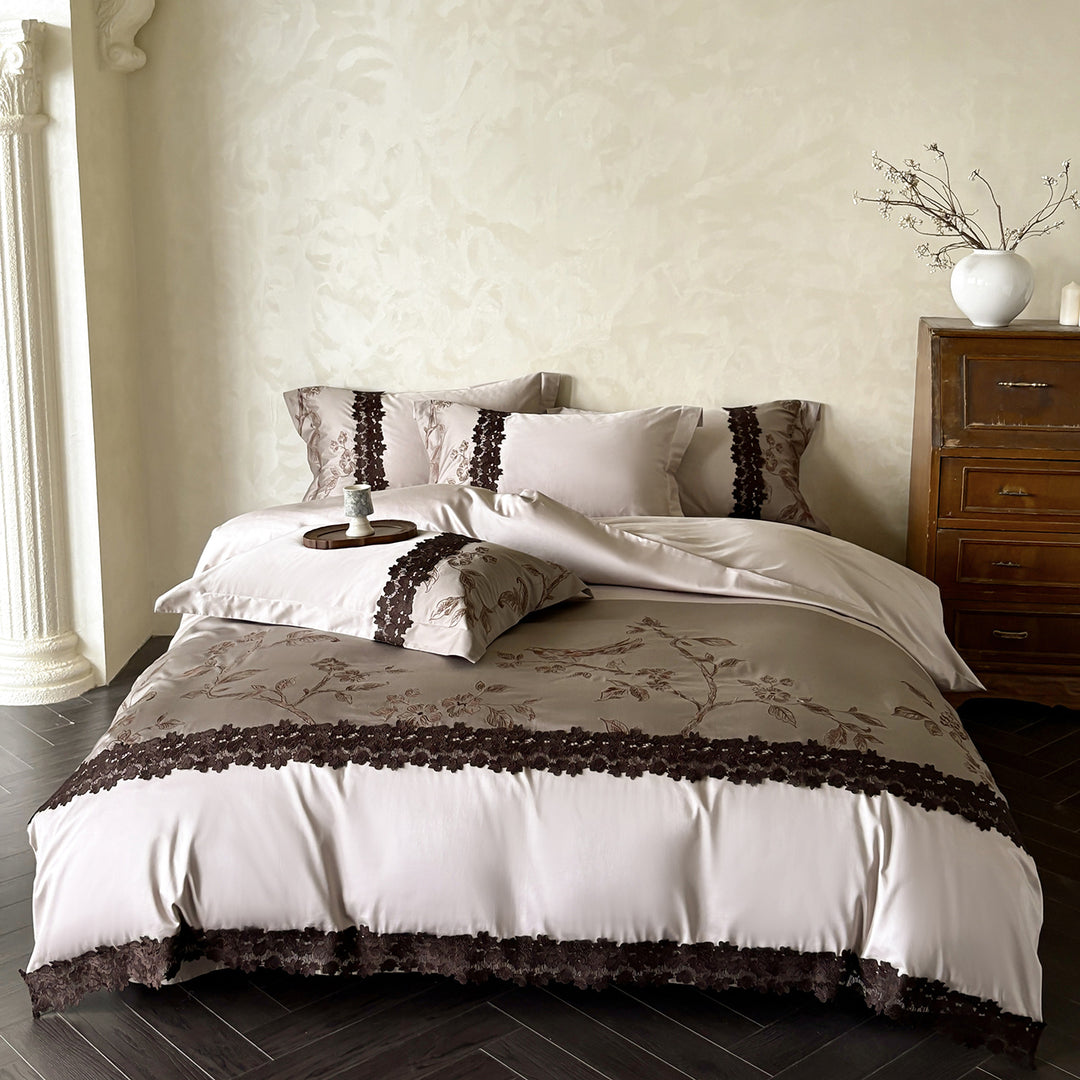 Luxury Embroidered Cotton-Satin Duvet Cover Set