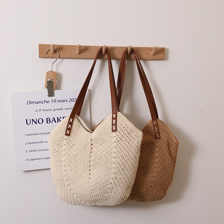 Handcrafted wicker bag with sturdy leather handles Stornfield