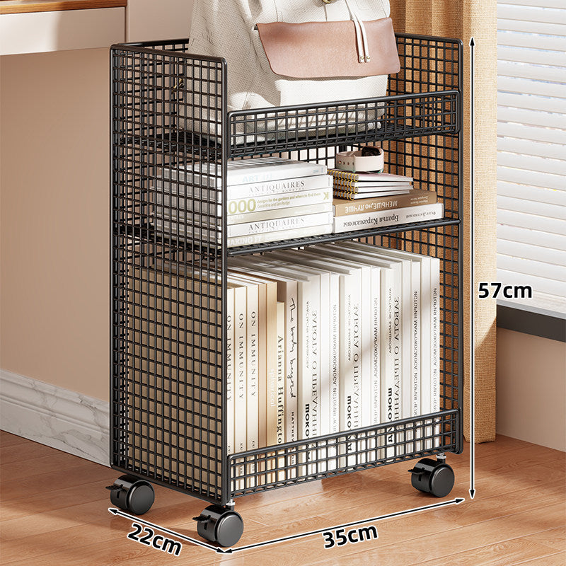 Vertical Grid-Mesh Double-Layer Desktop Book and Stationery Organizer