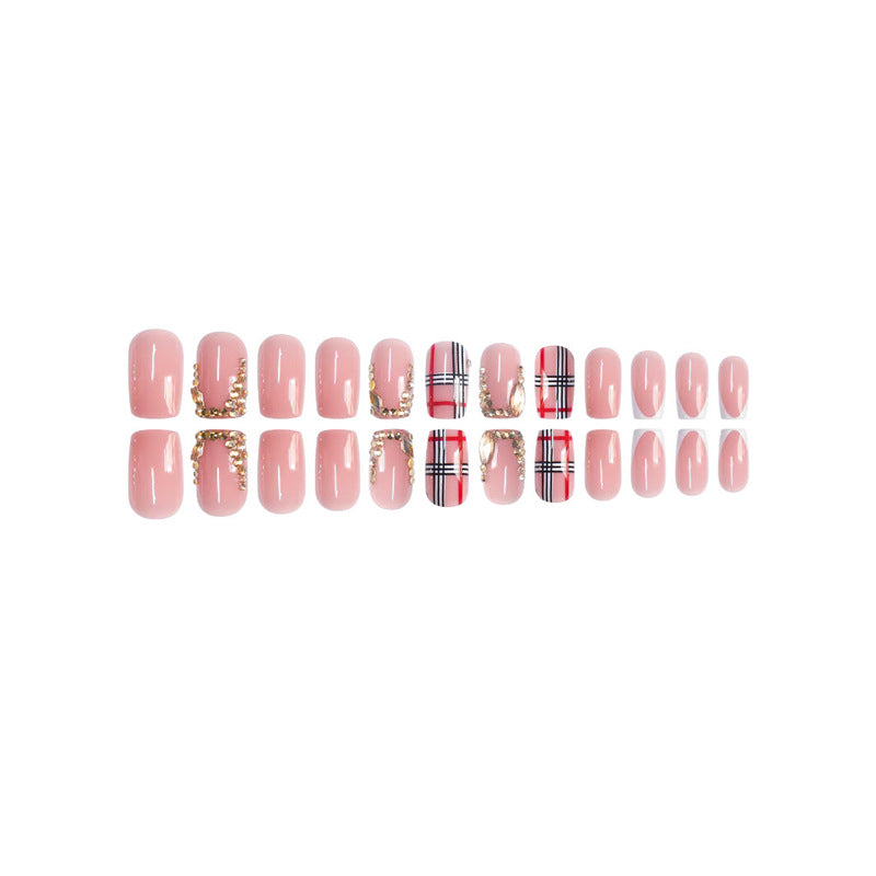 Decorative Press-On Nail Art with Gold Accents Stornfield