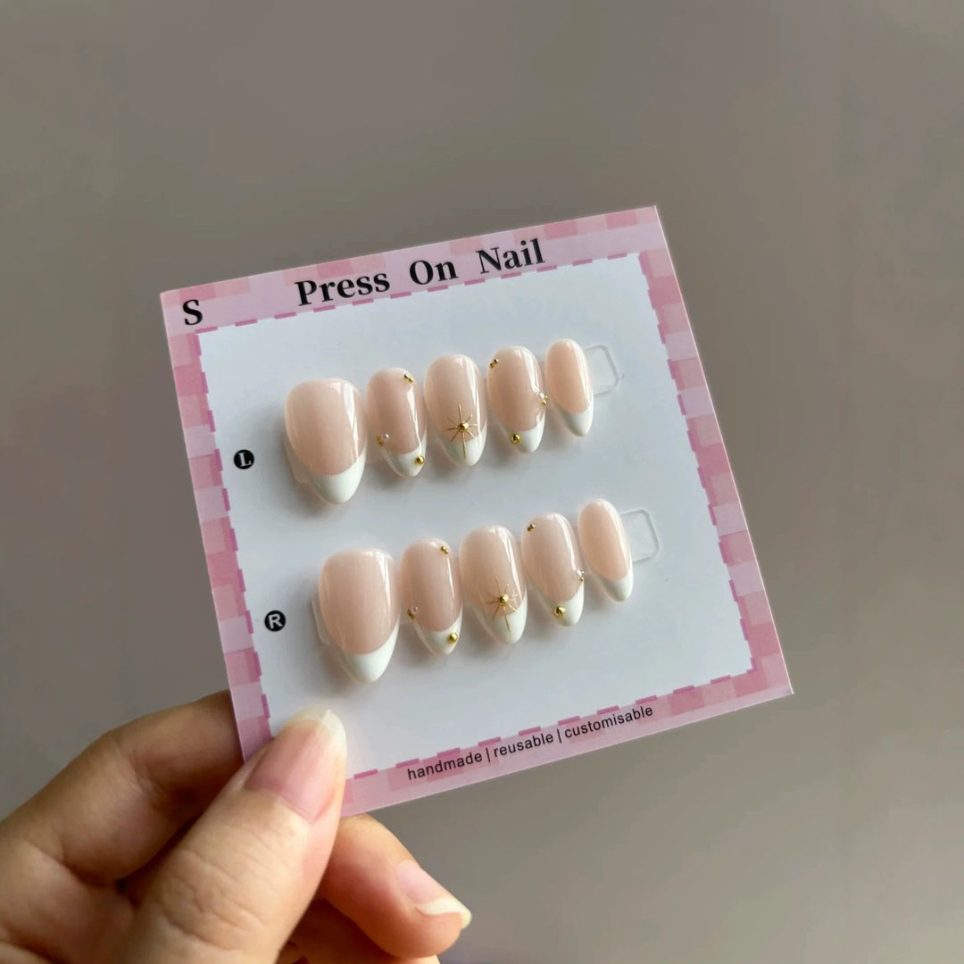 Decorative Press-On Nail Set with Unique Design Features