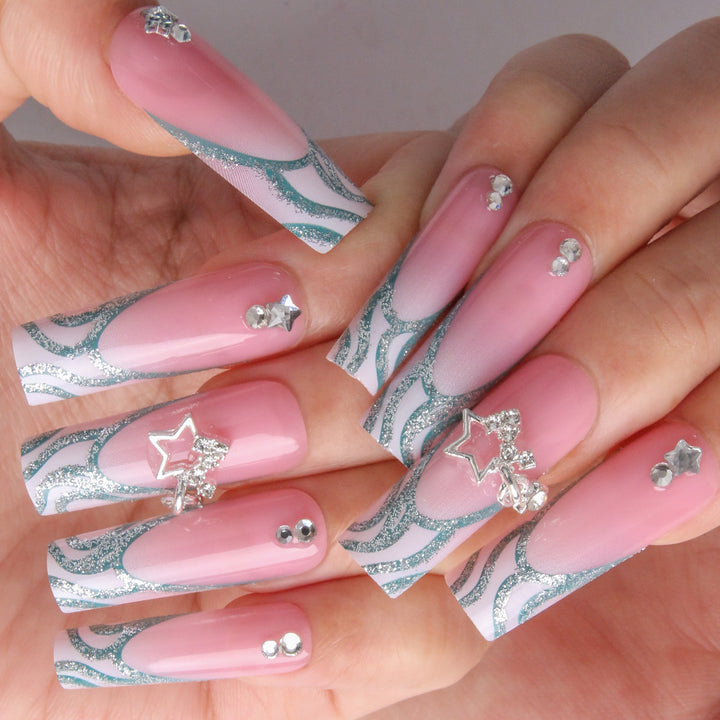 Glittery Star-Embellished Press-On Nails Stornfield