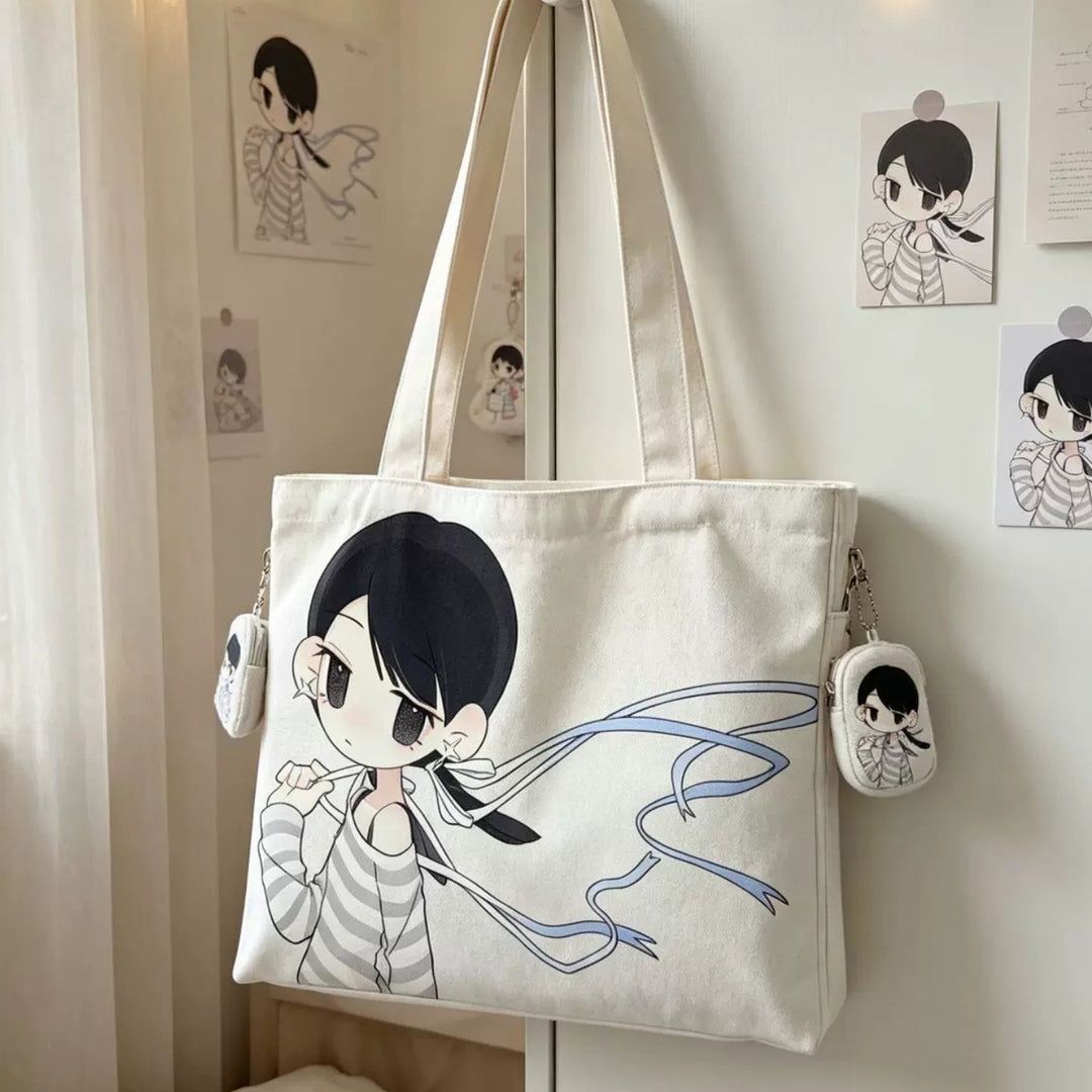 Artistic Illustrated Canvas Tote Bag