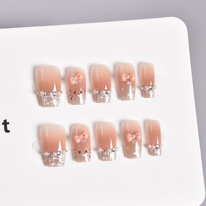 Elegantly Designed Crystal-Embellished Press-On Nail Set Stornfield