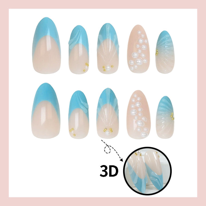 Art nail set with elegant shell and pearl decorations Stornfield