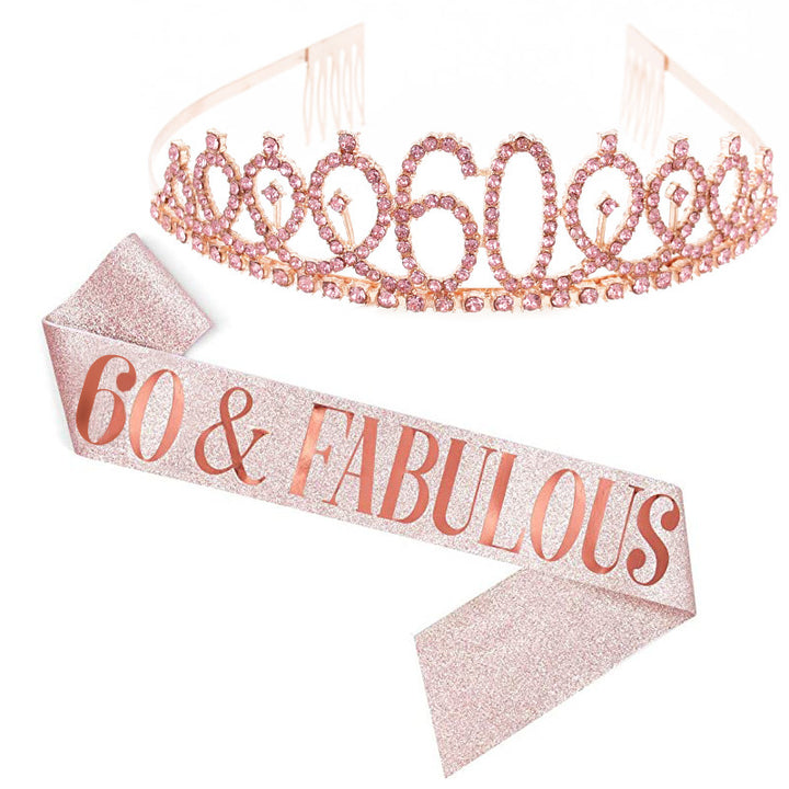 Girl Glittering Birthday Crown and Sash Set Stornfield