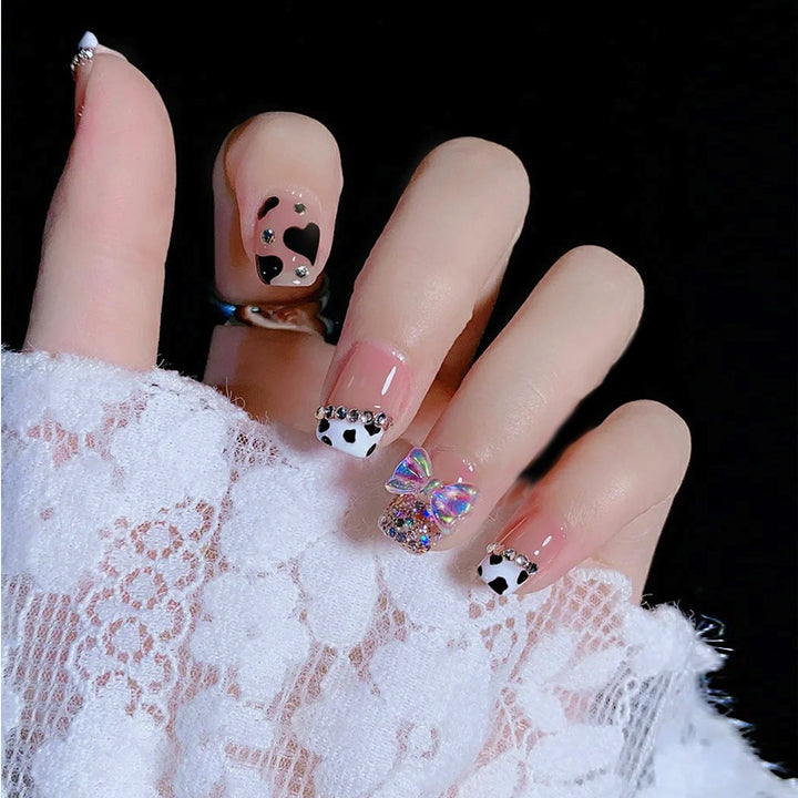 Playful Cow Print Press-On Nail Set