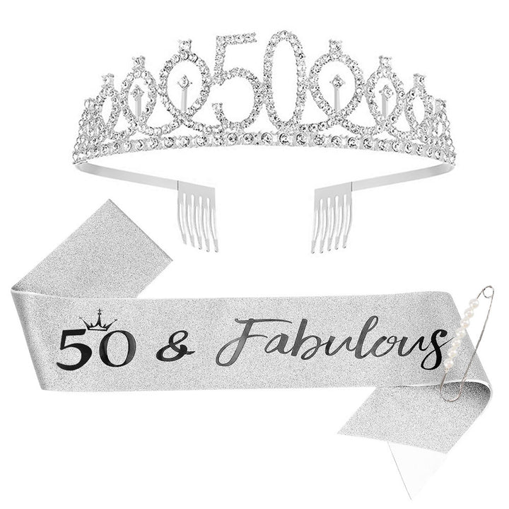 Ladies Sparkling Tiara with personalized 80th Birthday Inscription Stornfield