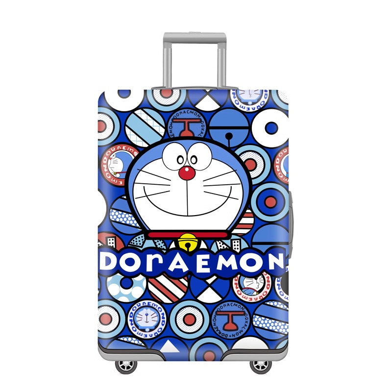 Unisex nan elastic motif suitcase cover made of stretchable polyester with handle and wheel openings Stornfield