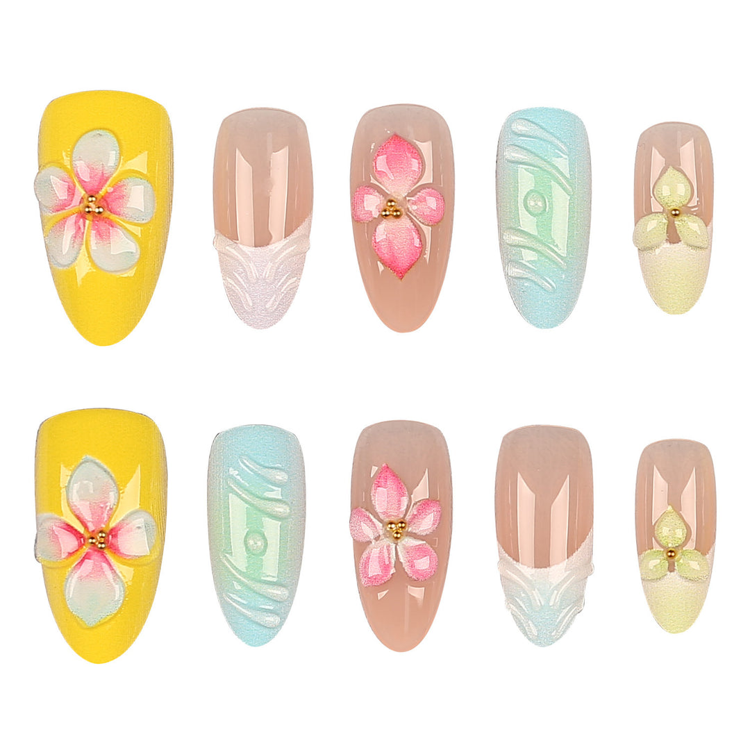 Floral Embellished Press-On Nail Set