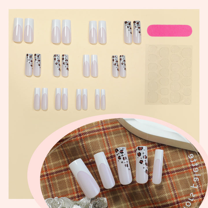 Artistic Press-On Nail Set with Stylish Animal Print Design Stornfield