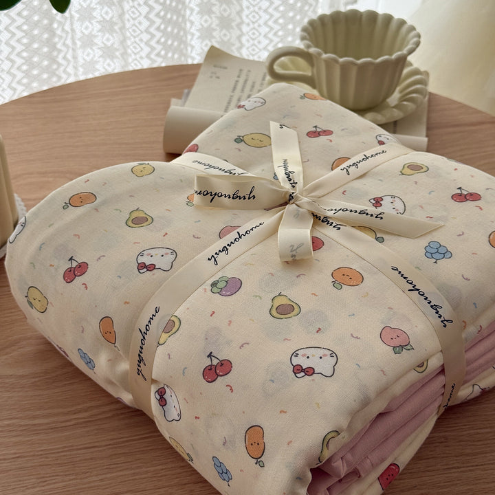 Floral-Print Cotton-Linen Duvet Cover Gift Set with Reversible Finish and Deep-Corner Ties