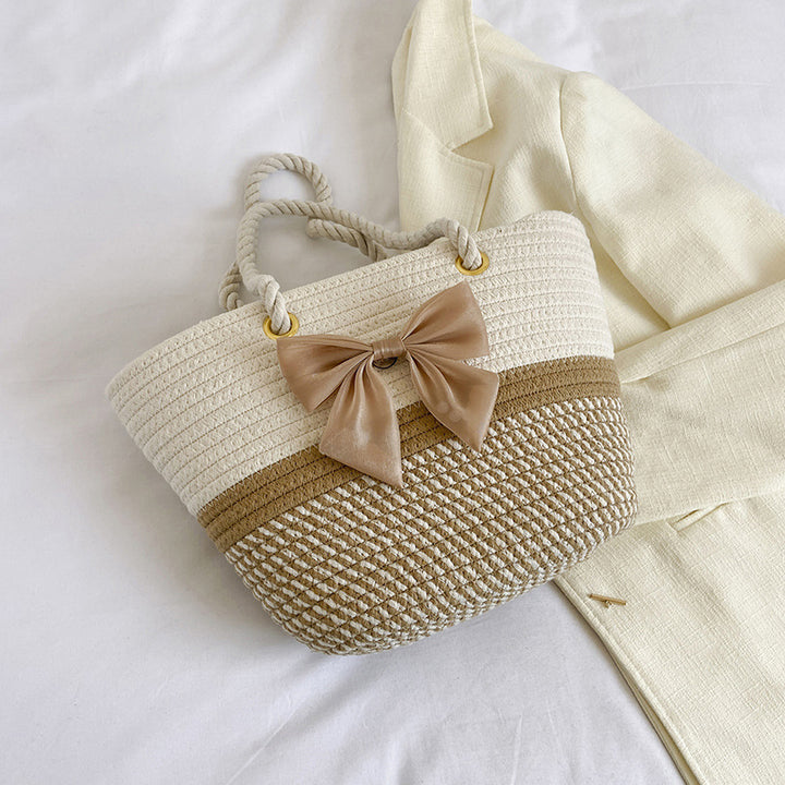 Handcrafted Floral Detail Straw Tote Bag Stornfield