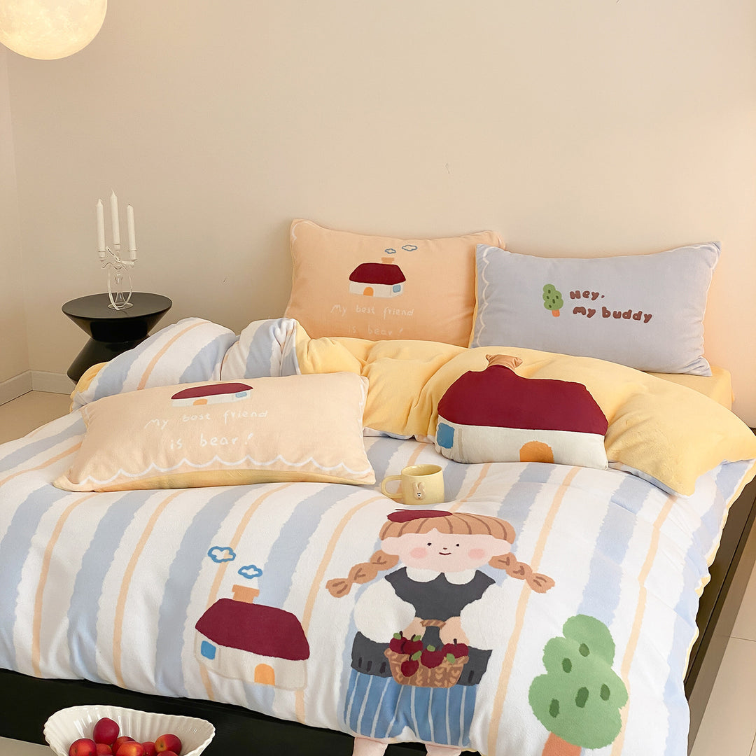 Cozy quilted bedding set with panda motif and plush pillow