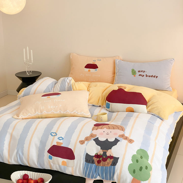 Cozy quilted bedding set with panda motif and plush pillow