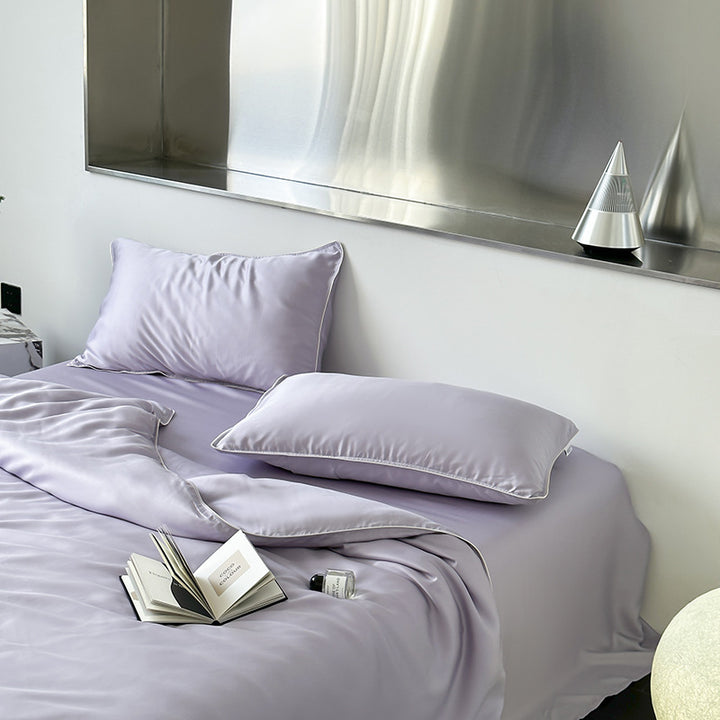 Reversible Premium Satin Bedding Set with Fine Piping and Extra Pillowcases
