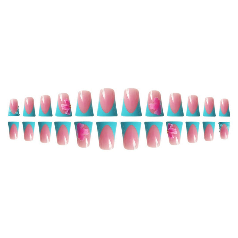 Artistic Press-On Nail Extensions with Floral Accents Stornfield