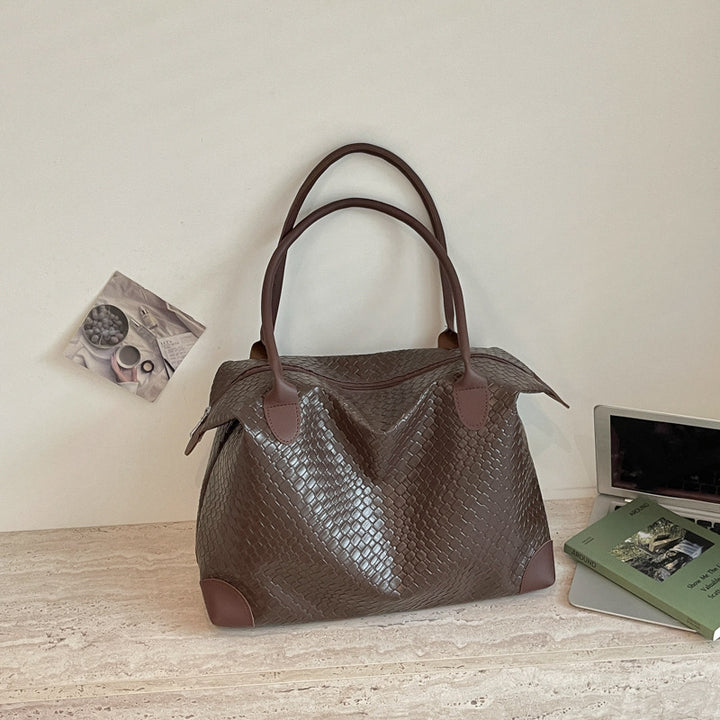 Woven Leather Travel Handbag