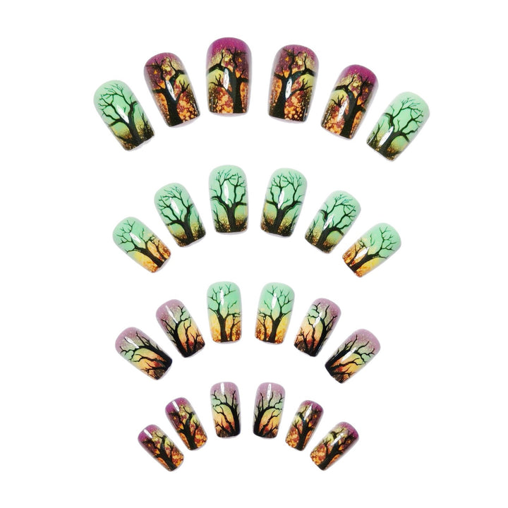 Artificial nails with fascinating tree silhouette design Stornfield