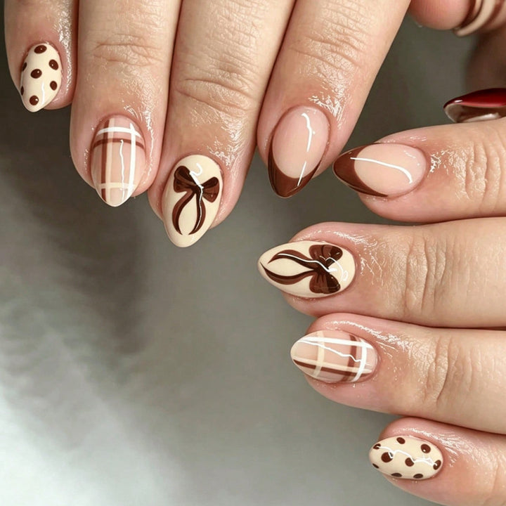 Artistic Nail Tips with Bow Design Stornfield