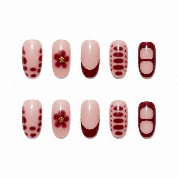 Elegant Artificial Nails with Floral Design and Shine Stornfield