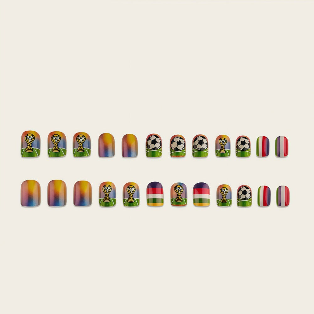 Artificial nails with soccer motif and glitter effects Stornfield