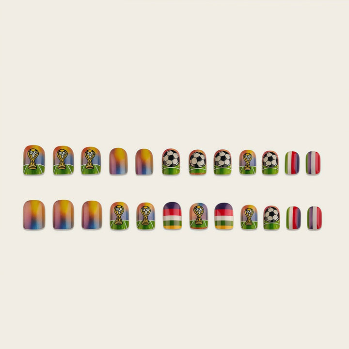 Artificial nails with soccer motif and glitter effects Stornfield