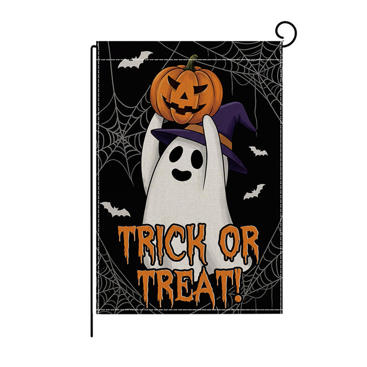 Heavy-Duty Halloween Spun-Polyester Decorative Yard Flag with Playful Ghosts and Jack-o'-Lanterns