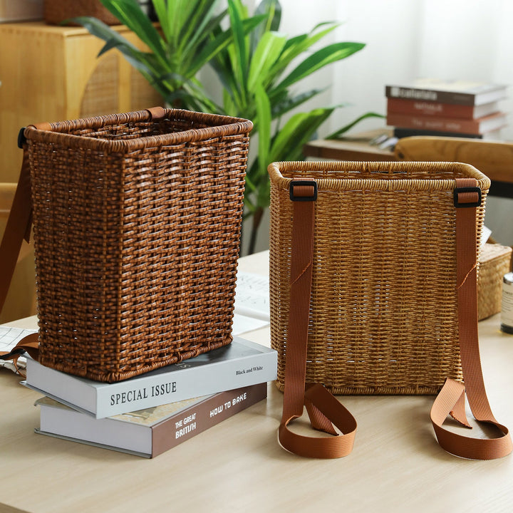 Handcrafted Wicker Storage Basket with Adjustable Strap Stornfield