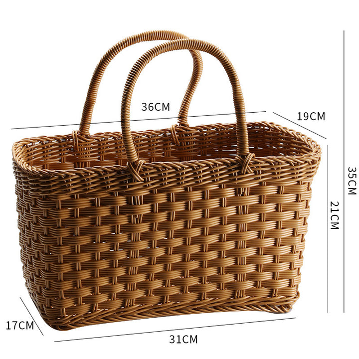 Unisex Handwoven Shopping Basket with Two Handles Stornfield
