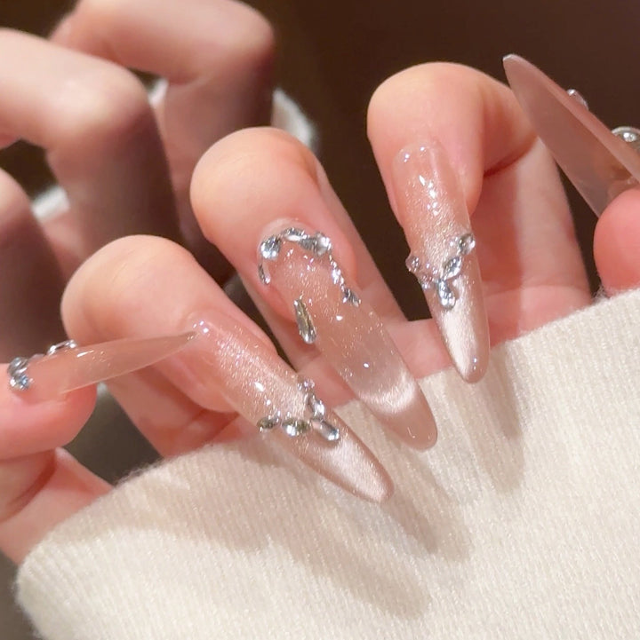 Luxury Rhinestone-Accented Stiletto Press-On Nails Stornfield