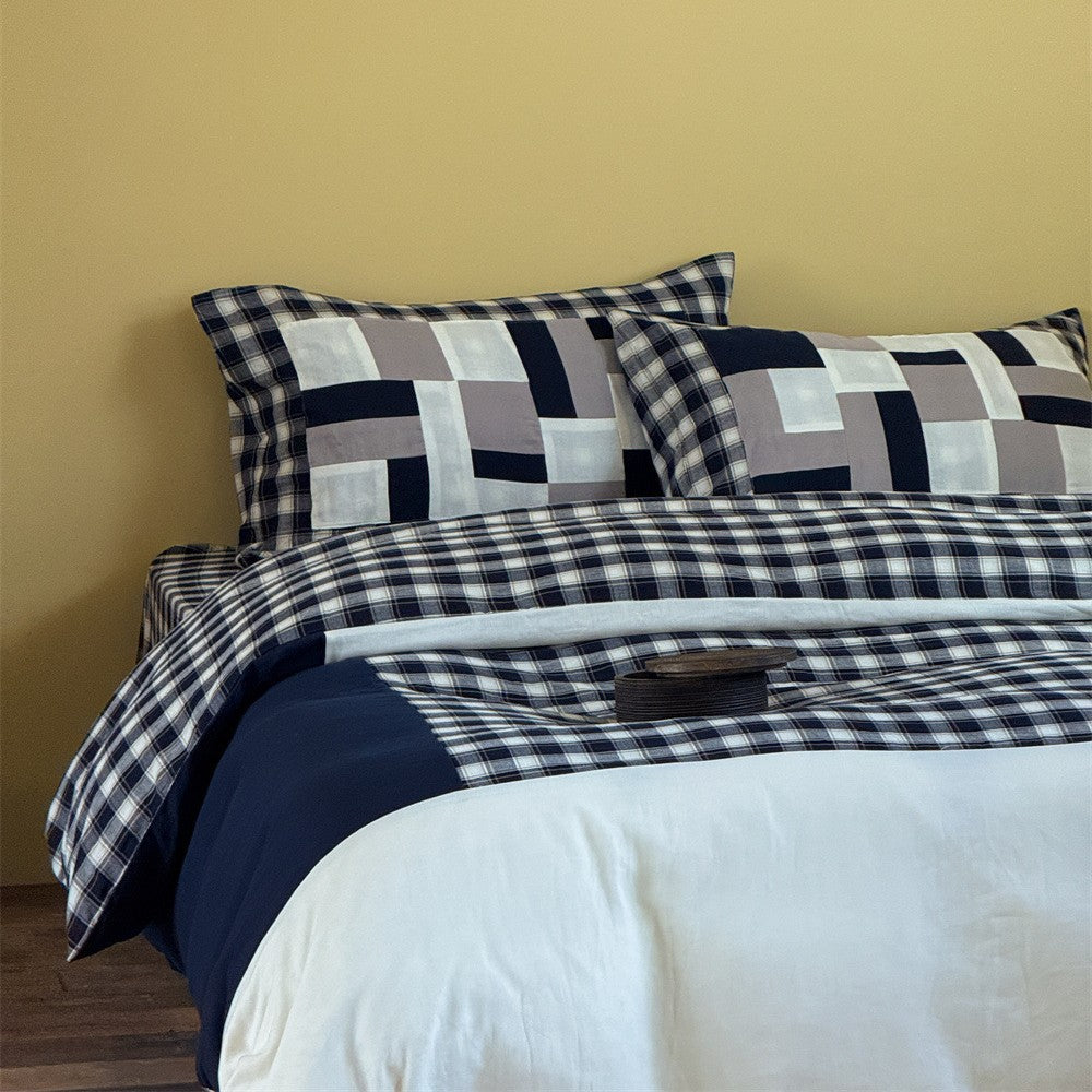 Patchwork bed linen set made of high-quality cotton with Vichy check and reversible function