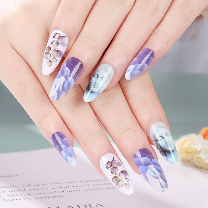 Artificial nails with botanical and artistic designs Stornfield