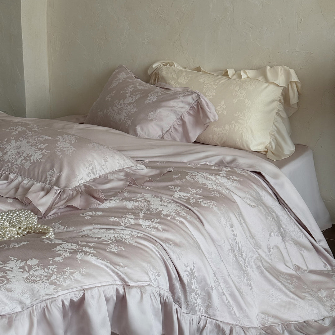 Ruffled Jacquard Butterfly Cotton-Sateen Duvet Cover Set
